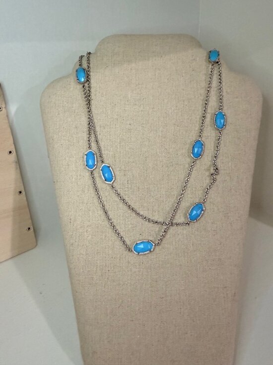 Kendra Scott Jewelry - Kendra Scott Kellie Long Station Necklace Silver Turquoise